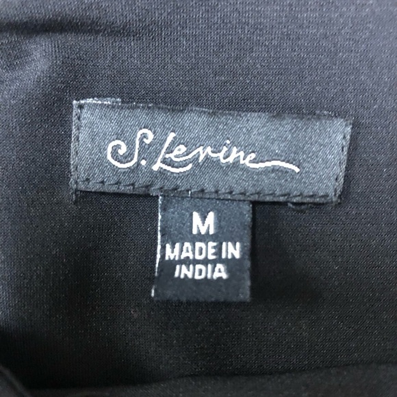 S Levine Black Flowy Dress With Cold Shoulder Sleeves Bling Details Size M NWT - Picture 5 of 8